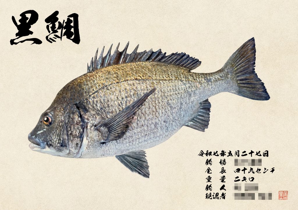 黒鯛（カラー魚拓）
