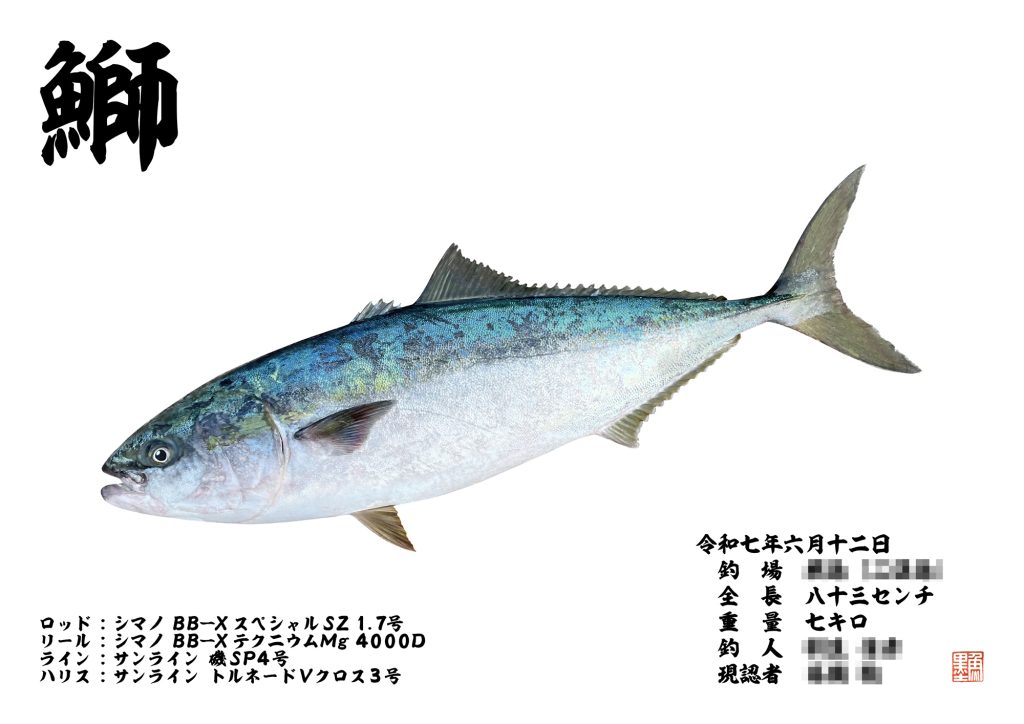 ブリ（カラー魚拓）