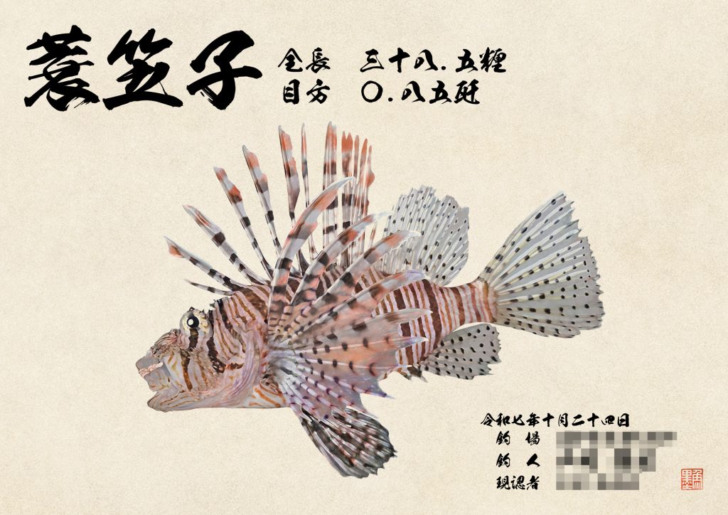 ミノカサゴ（カラー魚拓）